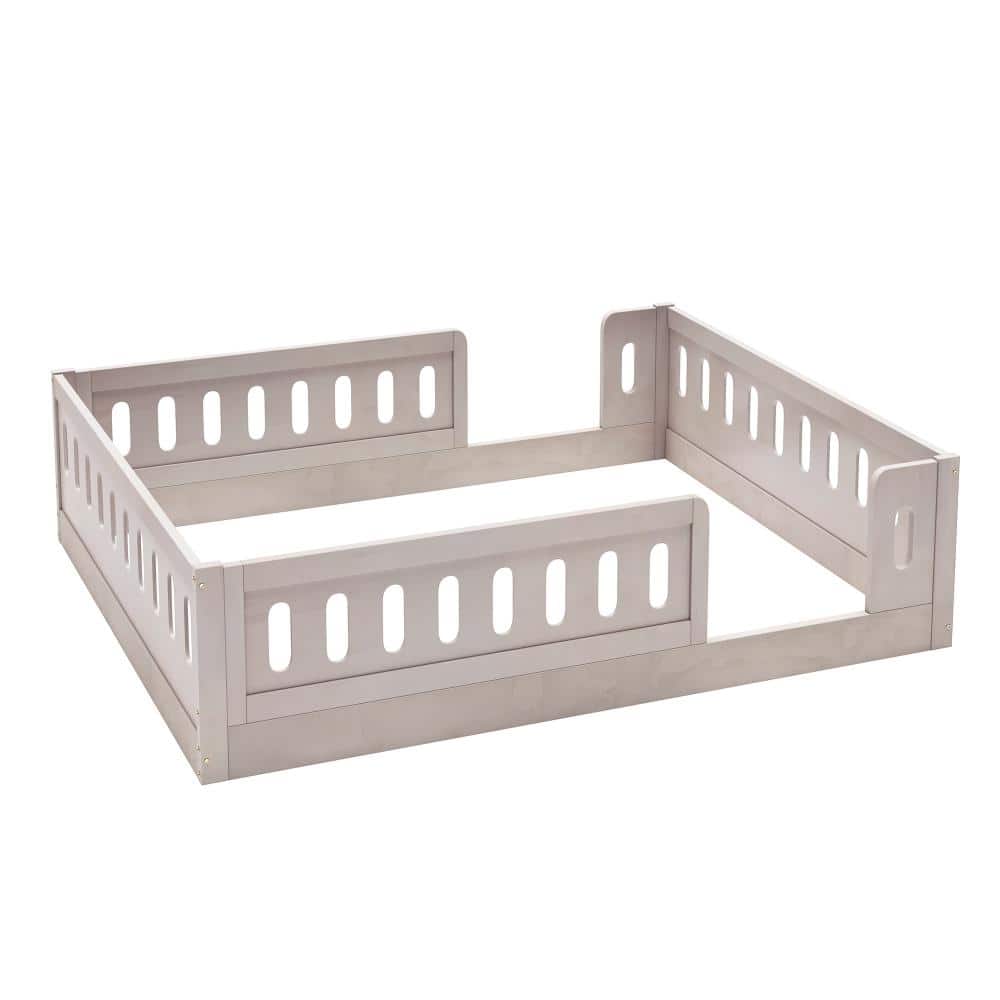 Natural Wood Frame Full Platform Bed with Guardrail and No Box Spring Needed durable construction price history on PriceWatchPro