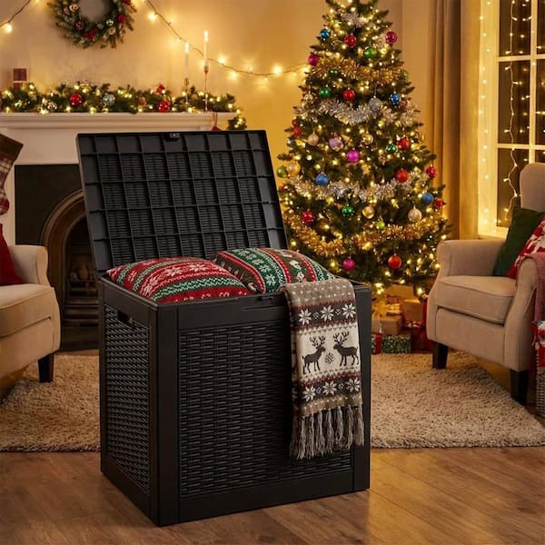 30 Gal. Waterproof Outdoor Resin Storage Deck Box, Lockable, Versatile Deck Storage Bench for Cushions, Garden Tools