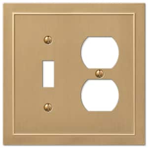 Bethany 2 Gang 1-Toggle and 1-Duplex Metal Wall Plate - Brushed Bronze