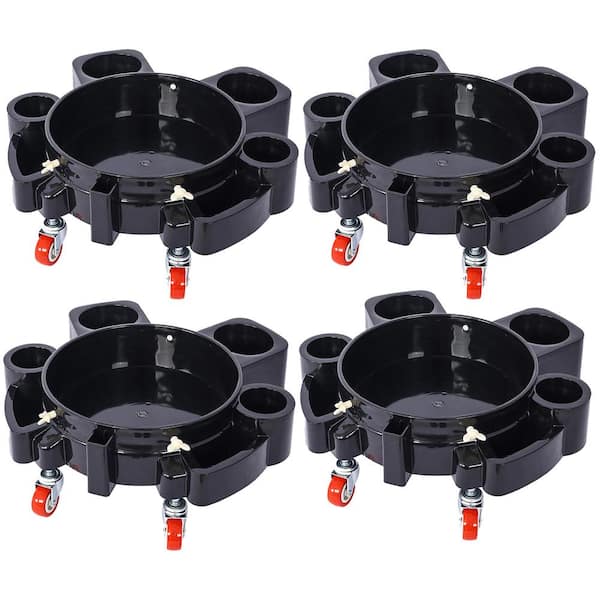 Amucolo 250 lbs. Capacity Bucket Dolly 5 Gal. Rolling Bucket Dolly w/ 5 Rolling Swivel Casters Removable Bucket Dolly(sSet of 4)