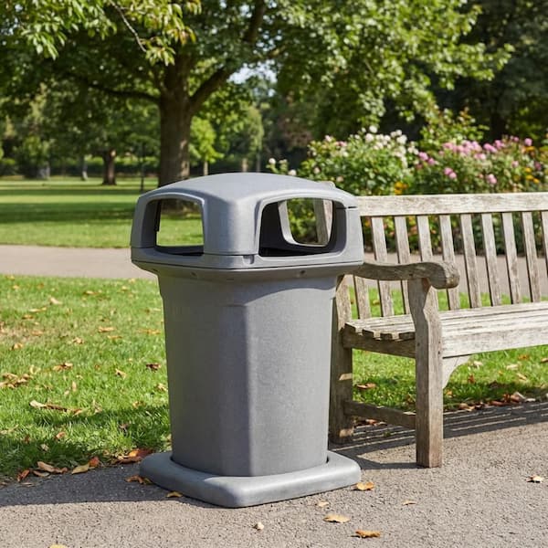 Toter 60 Gal. Park Trash Can with Lid 860GB-35865 - The Home Depot