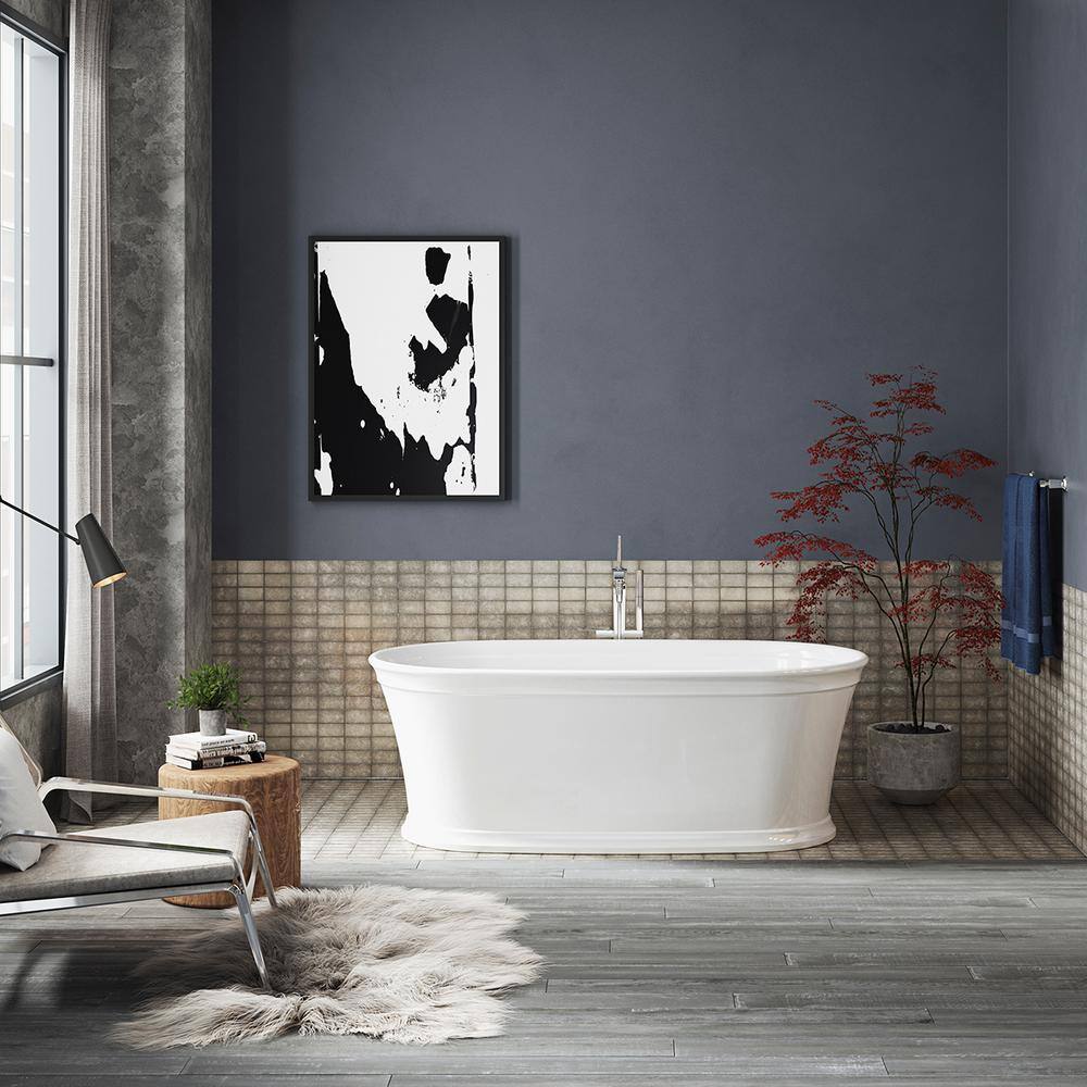 White Acrylic Freestanding Bath with Fluted Shroud