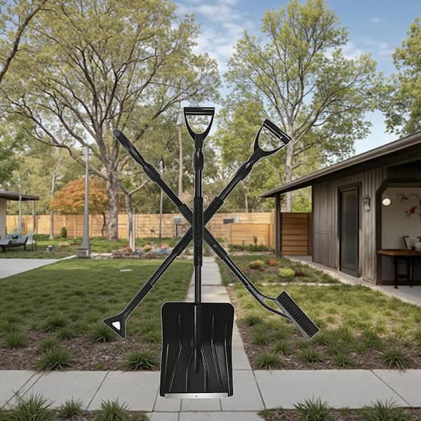 39.37 in. Aluminum Handle, Versatile Adjustable Aluminum Garden Shovel for the Home Black