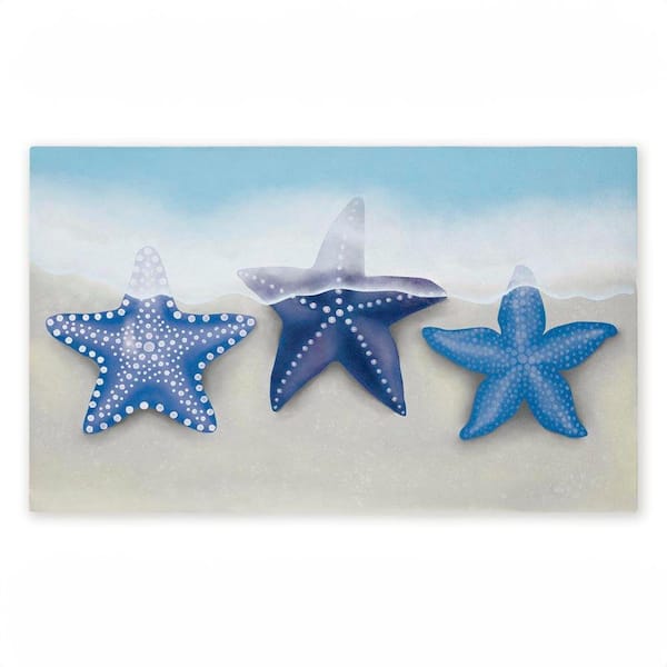 By the Shore Starfish Blue 18 in. x 30 in. Polyester Non-Slip Outdoor Door Mat