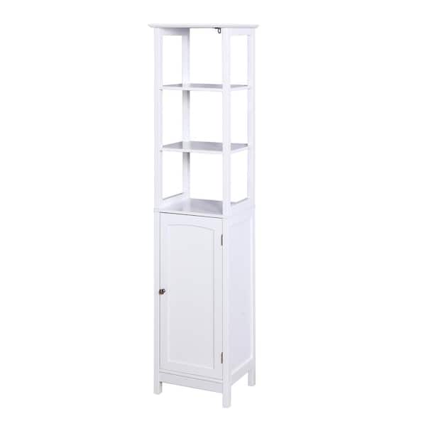 Maincraft 15.75 in. W x 12.6 in. D x 63 in. H White MDF Freestanding Bathroom Storage Linen Cabinet with Adjustable Shelf
