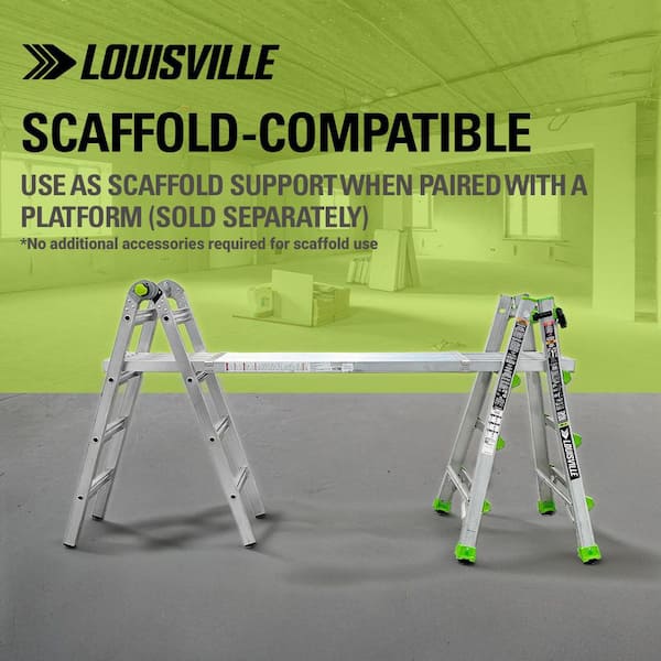 Louisville Ladder 14-Ft Reach Aluminum Multi-Position Ladder, Type