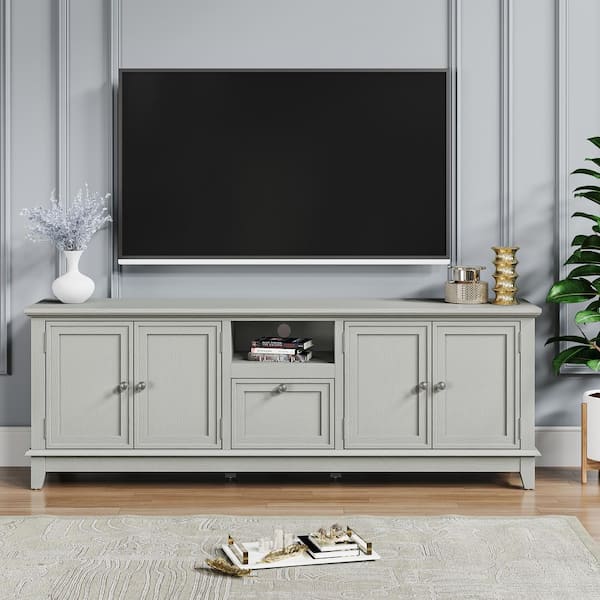 FESTIVO Elegant 72 in. Gray TV Stand with Gray Cabinet Top Finish and Hidden Drawer Fits TV's Up to 75 in.