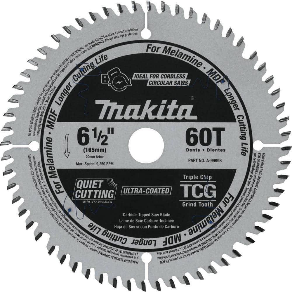 Makita 6-1/2 in. 60T (TCG) Carbide Tipped Cordless Plunge Saw
