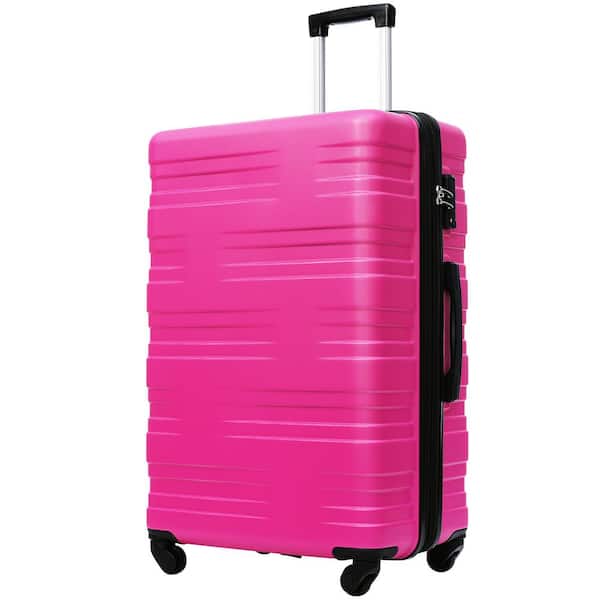 grossag 24 in. Pink Spinner Wheels, Rolling and Lockable Handle Suitcase