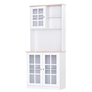 5-Shelf White Kitchen Storage Pantry with Microwave Shelf
