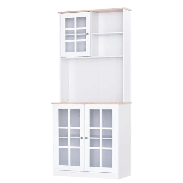 HOMCOM 5-Shelf White Kitchen Storage Pantry with Microwave Shelf