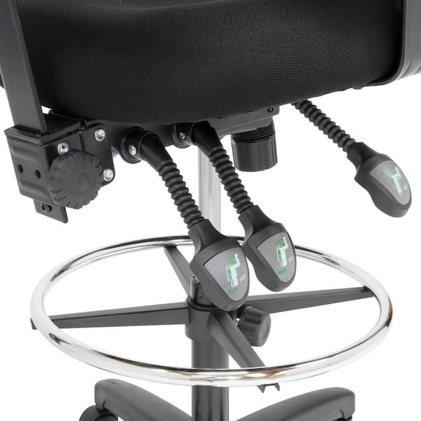 Black Vinyl Lab Desk Chair with No Foot Ring and Black Nylon Casters -  VDHST-RG-T0