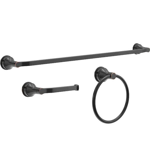 Faryn 3-Piece Bathroom Hardware Set with 18 in. Towel Bar, Toilet Paper Holder, Towel Ring in Oil Rubbed Bronze