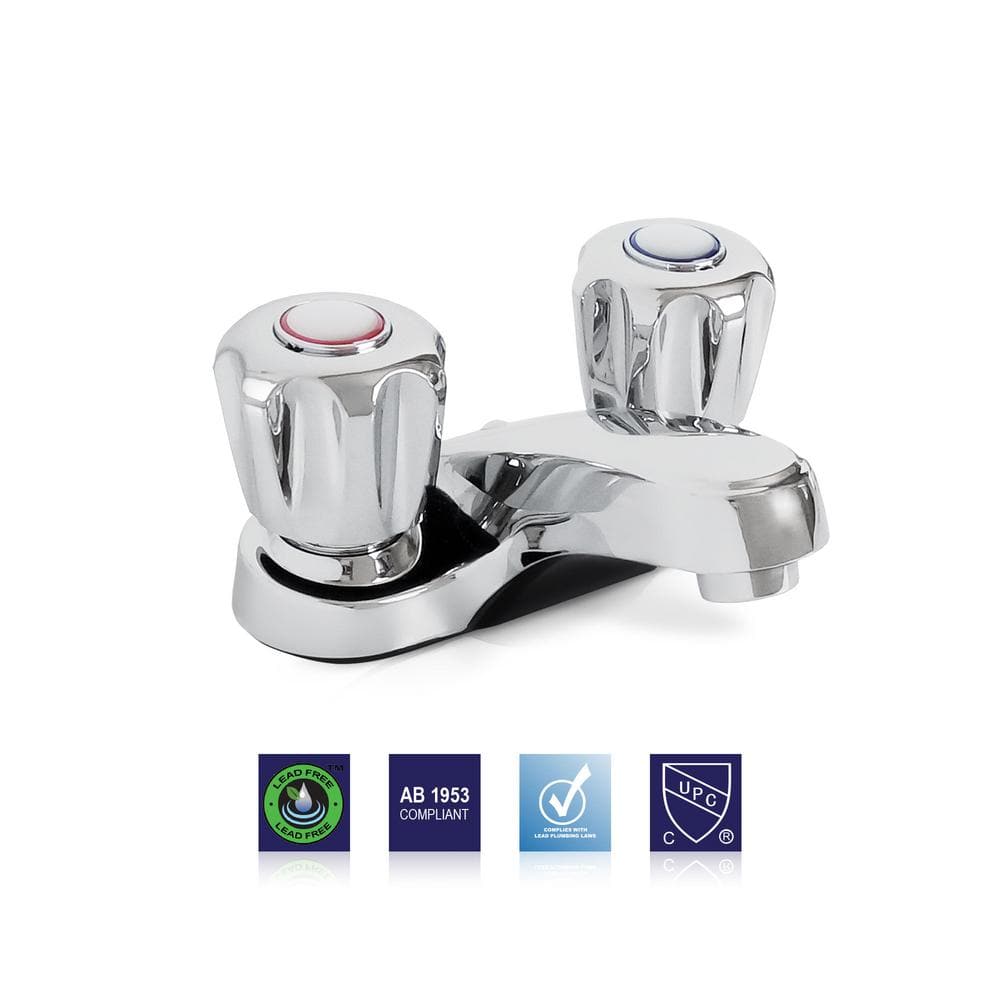 Polished Chrome Double Handle Low Arc Bathroom Faucet