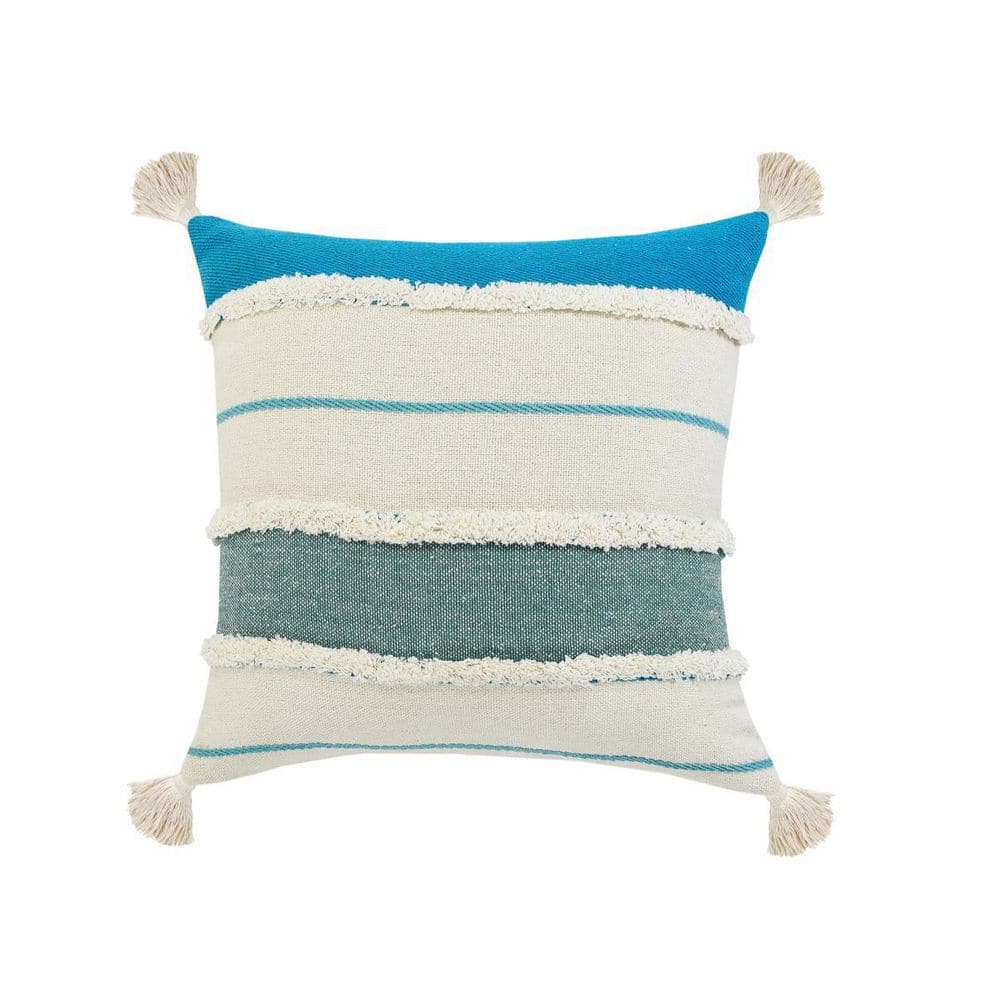 Turquoise Striped Polyester 20 in. x 20 in. Throw Pillow price history on PriceWatchPro