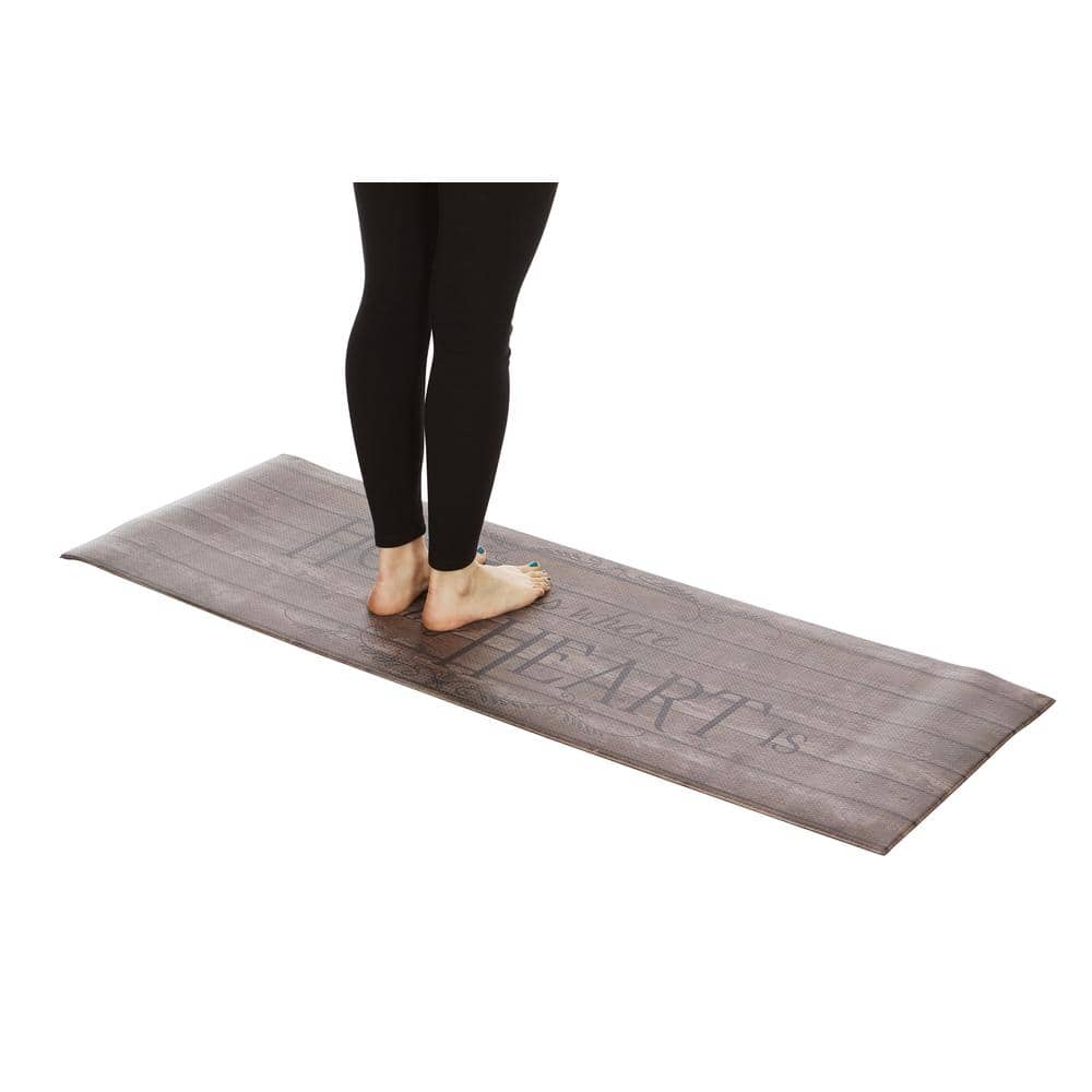 Heartwood Brown and Black Anti-Fatigue Kitchen Runner Mat