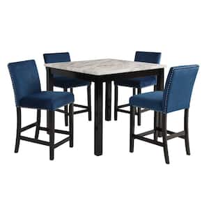 Modern Style 42 in. Blue Wooden 4-Legs Dining Table Set (Seats 4)