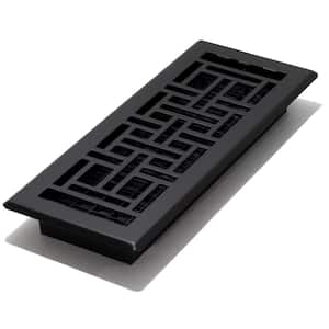 4 in. x 12 in. Oriental Steel Plated Floor Register, Textured Black