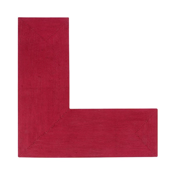 Better Trends Alpine Braid Collection Burgundy Solid 24" x 48" x 48" L-Shape 100% Polypropylene Reversible Indoor Area Rug