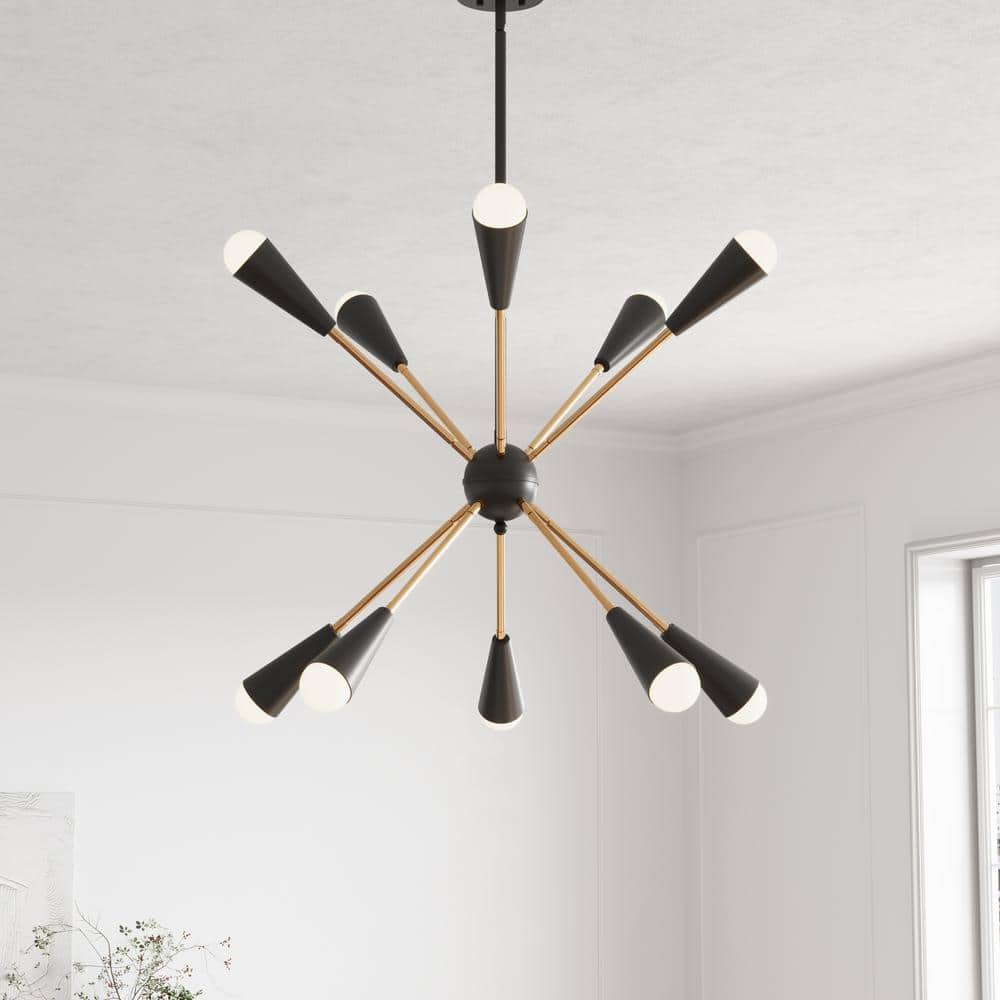 Black and Brass Metal 10-Light Sputnik Chandelier