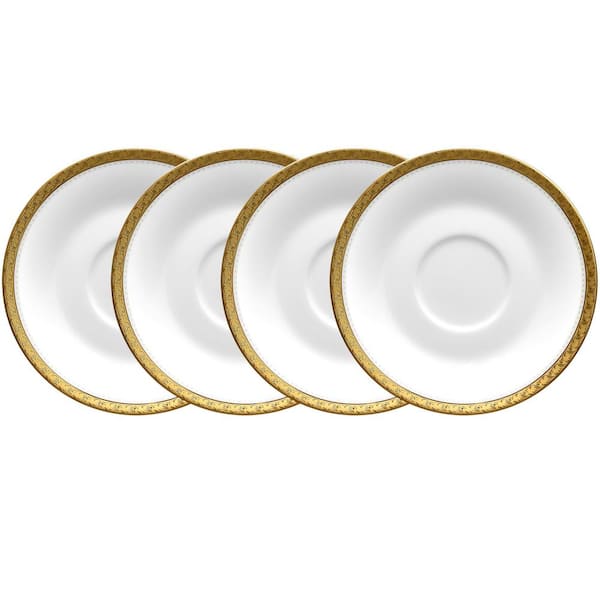 Noritake Charlotta Gold 6 in. (Gold) Porcelain Saucers, (Set of 4)