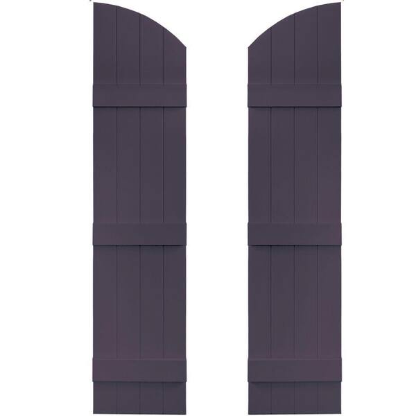 Builders Edge 14 in. x 57 in. Board-N-Batten Shutters Pair, 4 Boards Joined with Arch Top #285 Plum