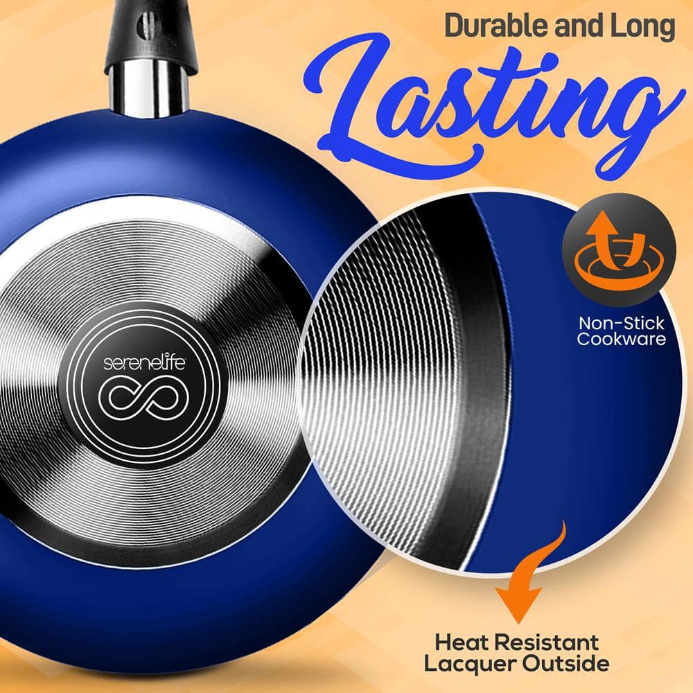 20-Piece Blue Non-Stick Aluminum Cookware Set