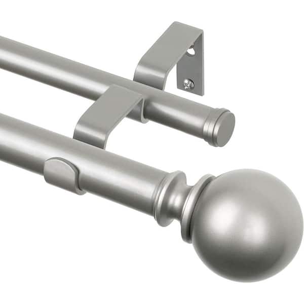 Select Curtain Rods 72 in. - 144 in. Antique Silver Adjustable 1 in. Double Telescoping ...
