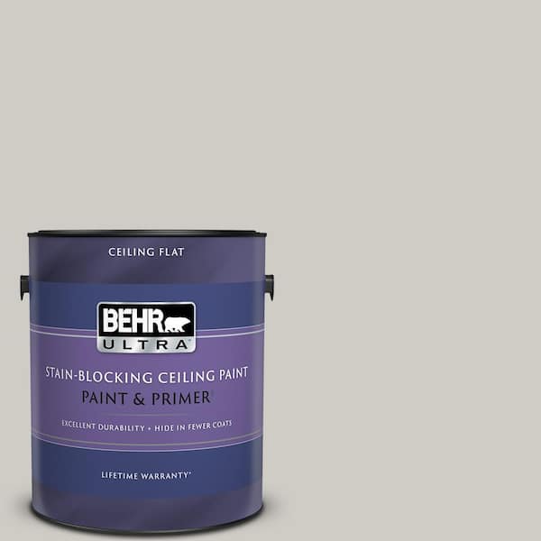 BEHR ULTRA 1 gal. #PPU26-10 Chic Gray Ceiling Flat Interior Paint and Primer