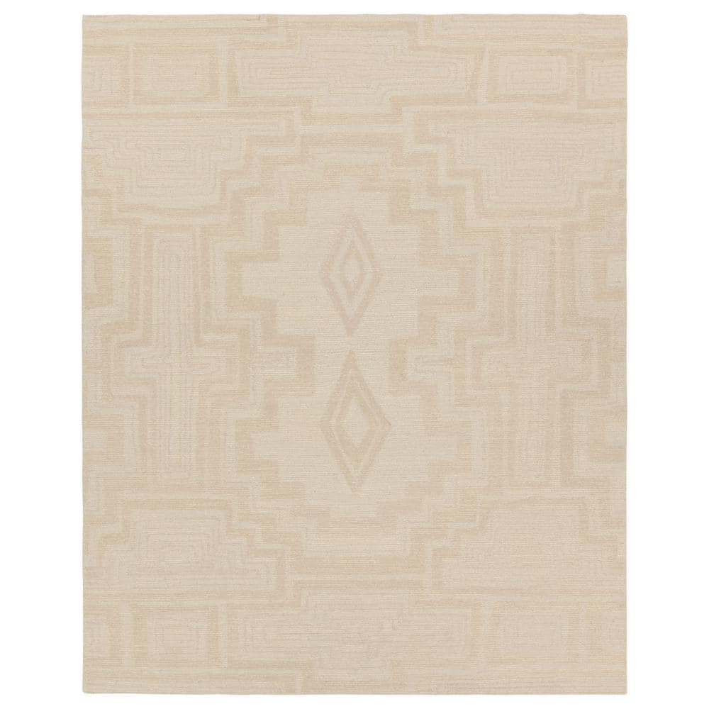 Light Gray Medallion Hand-Tufted Wool Rug - 8' x 10'