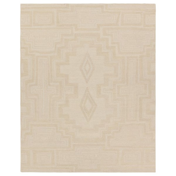 Vibe Aterian Light Gray/Cream 8 ft. x 10 ft. Hand Tufted Medallion Wool Area Rug