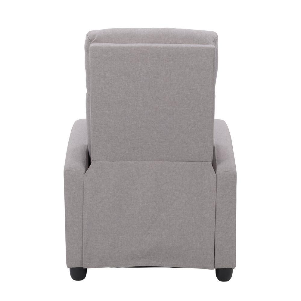 Light Grey Fabric Recliner Accent Chair with Wood Frame