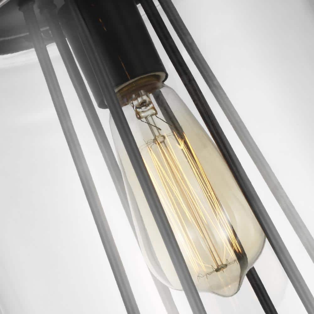 Rosie Midnight Black Steel Pendant with Clear Glass Shade