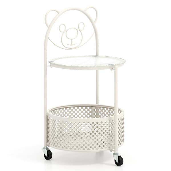 Mobile Sofa Side Table with Lockable Casters, Space-Saving Rolling End Table for Home Office