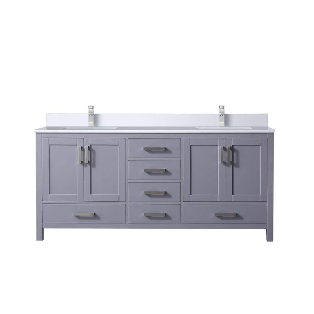 Jacques 72 in. W x 22 in. D Dark Grey Double Bath Vanity with White Quartz Top, and Faucet Set price history on PriceWatchPro