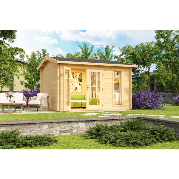 Technoflex Banff 13 ft. W x 11.5 ft. L x 9.5 ft. D Solid Wood Garden Shed with Double Door and Window (147.2 sq. ft.)
