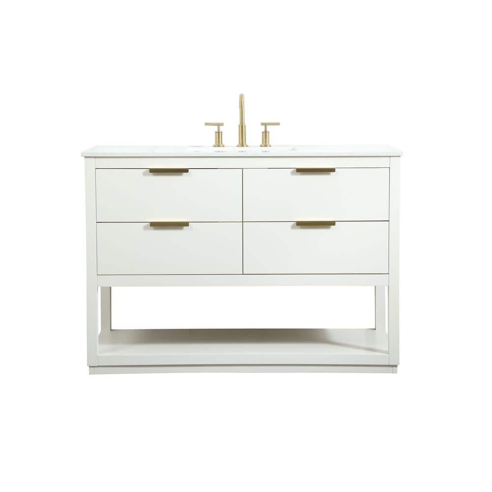 Simply Living 48 in. W x 22 in. D x 34 in. H Bath Vanity in White with Cala