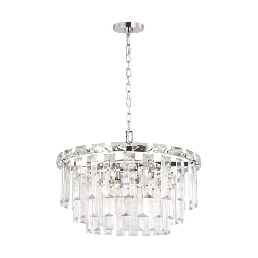 Elegant Arden Polished Nickel & Crystal 24" Tiered Chandelier