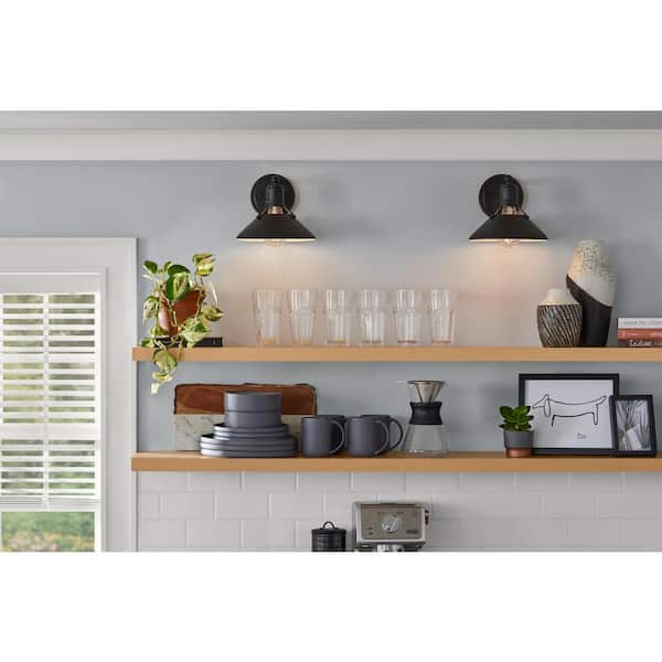 Feldner One Light Wired Sconce Matte Black Finished And White Finish Inside The Metal Shade