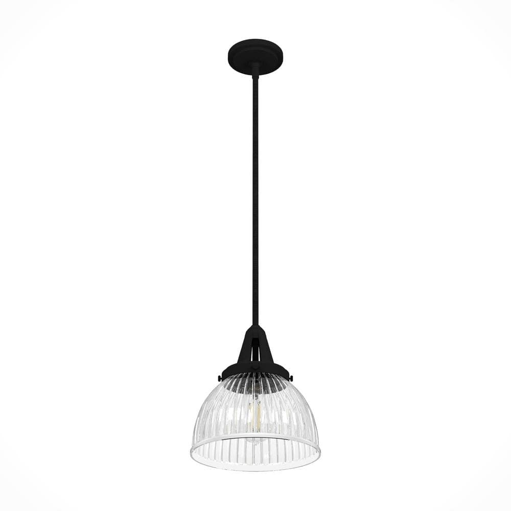 Cypress Grove Fluted Glass 10" Pendant in Natural Iron