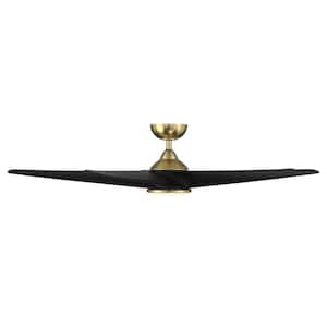 Viper 60 in. Integrated LED Indoor and Outdoor 5-Blade Smart Ceiling Fan Soft Brass Matte Black with Remote 3000k