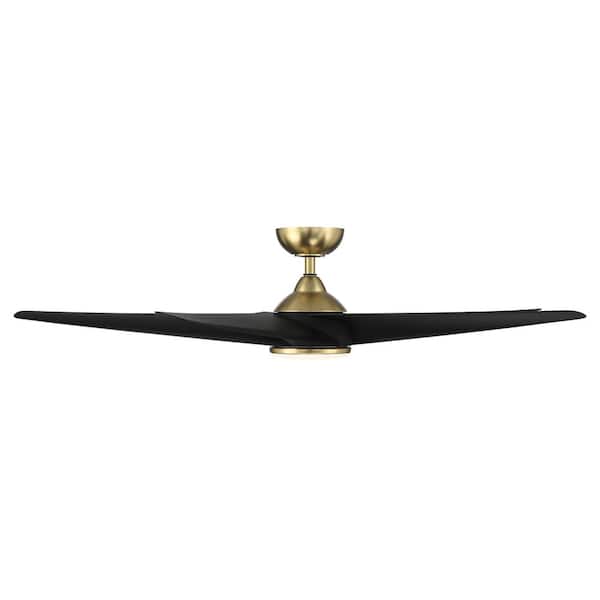 Viper 60 in. Integrated LED Indoor and Outdoor 5-Blade Smart Ceiling Fan Soft Brass Matte Black with Remote 3000k