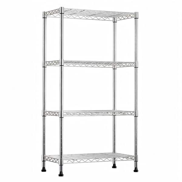 Metal Wire 4-Shelf Adjustable Shelving Unit in Chrome for Home, Kitchen, Office (23.6 in. W x 53.4 in. H x 13.7 in. D)