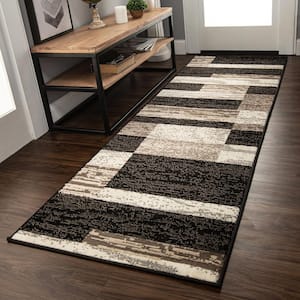 Rockwood Chocolate 2 ft. 7 in. x 6 ft. Contemporary Patchwork Non-Slip Area Rug