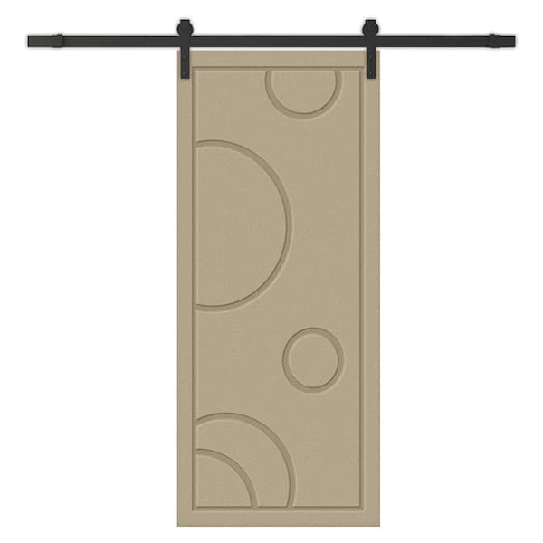 CALHOME 30 in. x 96 in. Unfinished Composite MDF Paneled Interior Sliding Barn Door with Hardware Kit