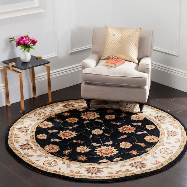 Total Performance 6 ft. x 6 ft. Navy/Ivory Ornate Oriental Round Area Rug