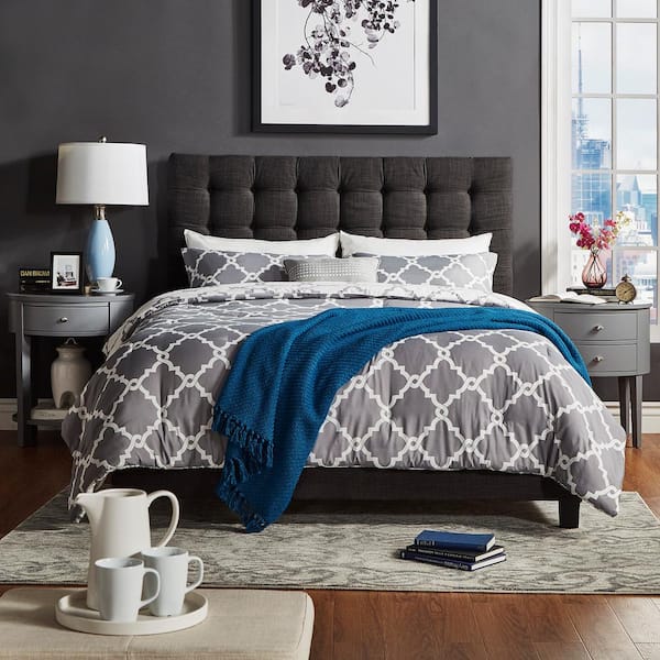 HomeSullivan Cadley Dark Grey Button Tufted King Standard Bed