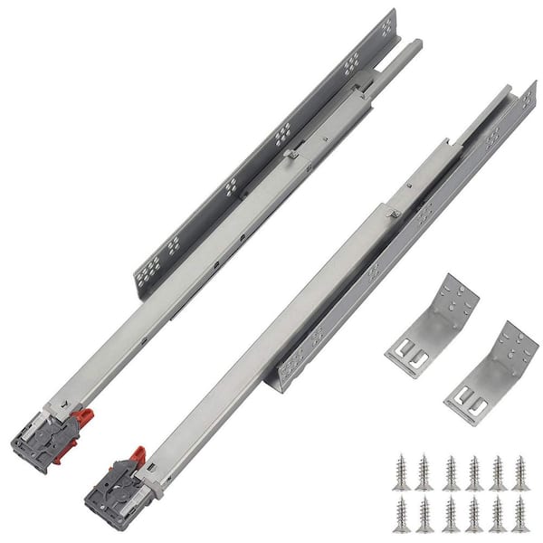 Soft Close 21 in. Galvanized Steel Undermount Full Extension Heavy Duty Drawer Slides 6 Pairs