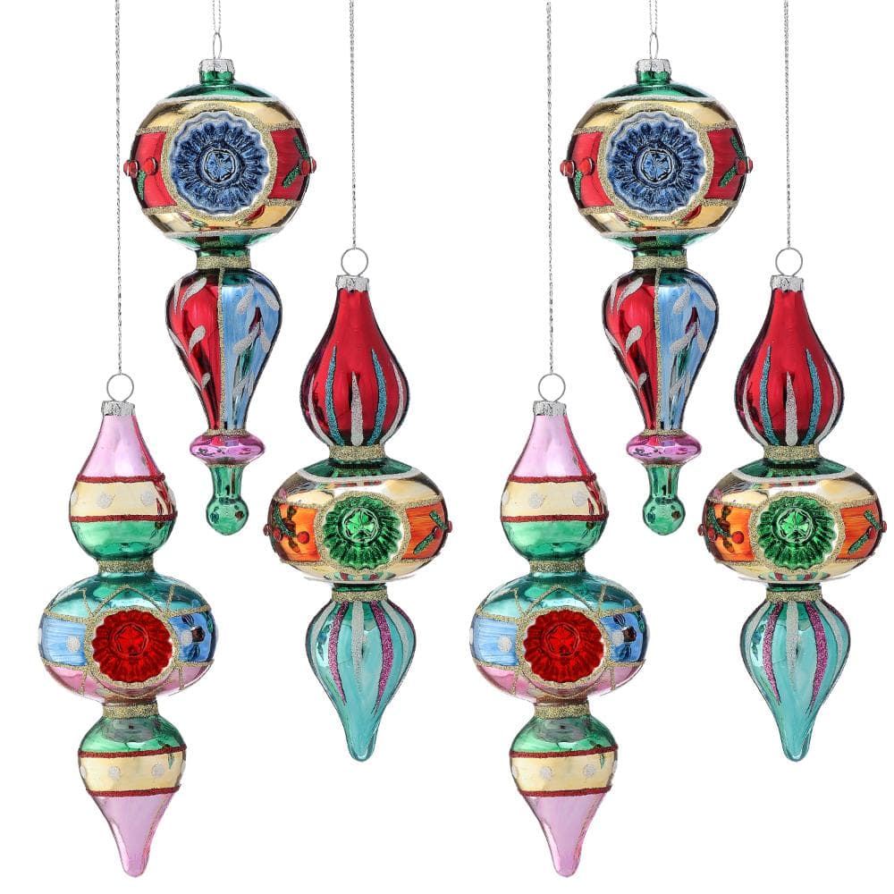 "8"" Glass Reflector Finial Ornament set of 6" price history on PriceWatchPro