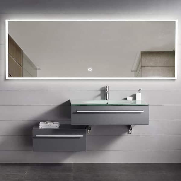 Neu Type 64 6 In X 20 9 Oversized, Contemporary Vanity Mirrors With Lights